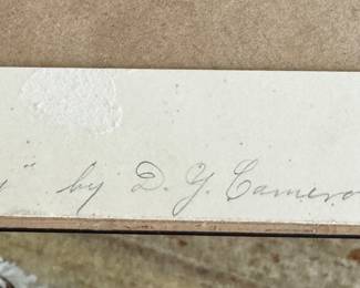 Vintage Oil Painting of Harbor, David Young Cameron. Oil on Board. Signed By Artist. Measures 15.3/4" x 4.5" without frame; 20" x 9" Including Frame. Photo 1 of 2.