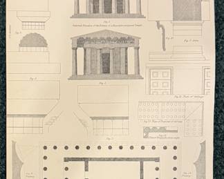 Vintage Encyclopedia Britannica, Ninth Edition Architectural Lithograph.