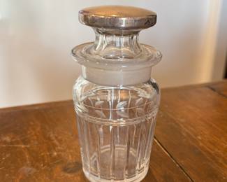Vintage Etched, Cut Crystal Jar with Sterling Silver Top. Photo 1 of 2.