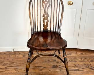 Set of 10 Antique Reproduction Oak Windsor Chairs. Set Includes 2 Arm, 4 Splat Back and 4 Stick Back Chairs. Photo 5 of 8.