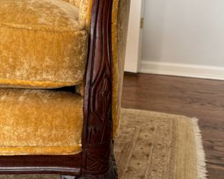 Pair of Velvet Upholstered Chippendale-Stye Channel Back Arm Chairs. Each Measures 32" W x 34" D. Photo 1 of 3.