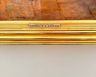 "String Beads," Cornelis Christiaan Swann. Oil on Canvas. Measures 25" x 30" Not Including Frame. Circa 1910. Photo 2 of 2.