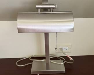 Silver Banker-Style Desk Lamp.