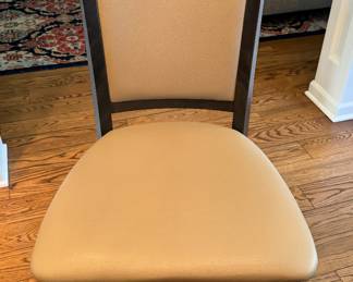 Faux Leather Upholstered Counter Stools with Brass Foot Rests - 3 Available. 24" Seat Height. Photo 2 of 3.