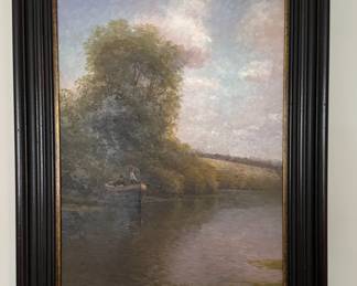"On The River," A. Popoff. Original Oil on Canvas. Photo 1 of 2.