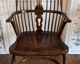 Set of 10 Antique Reproduction Oak Windsor Chairs. Set Includes 2 Arm, 4 Splat Back and 4 Stick Back Chairs. Photo 1 of 8.