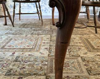 Vintage Queen Anne Style Oak Farm Table with Pad Feet and Two Self-Storing Pull Out Leaves. As Shown Measures 42" W x 80" x 30" H. Extends to 122" With Two 21" Hidden Leaves. Photo 3 of 5.