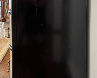 Lort Manufacturing Silver Leaf & Ebonized Wood Serpentine Front Chest of Drawers. Measures 42" W x 20.5" D x 35" H. Photo 3 of 5.