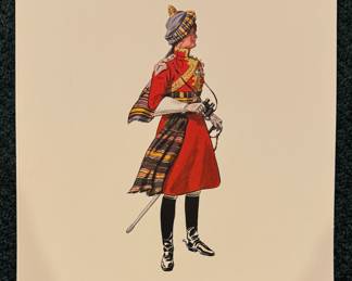 Set of 12 Dewar's White Label Scotch Lithographs: Regimental Series of Scotch Officers. Photo 3 of 12.