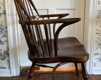 Set of 10 Antique Reproduction Oak Windsor Chairs. Set Includes 2 Arm, 4 Splat Back and 4 Stick Back Chairs. Photo 3 of 8.