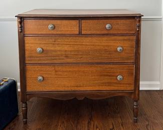 Vintage 4-Drawer Chest of Drawers with Glass Pulls. Measures 38"W x 21" D x 36" H. Photo 1 of 4.