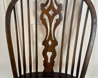 Set of 10 Antique Reproduction Oak Windsor Chairs. Set Includes 2 Arm, 4 Splat Back and 4 Stick Back Chairs. Photo 6 of 8.