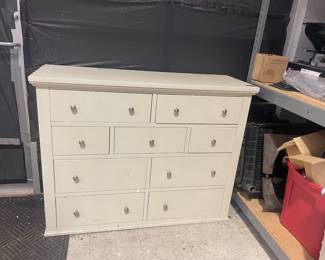 White 9 drawer dresser,  50"W x 39"H,  was $175 , NOW $125                                                                                                  -                                                                                                                              To Purchase:                                                                                                    1. Please email us at EstateSalesByMagnolia@gmail.com
2. Include a brief description of the Item, Price,  Your Name & Phone Number!
3. PLEASE DO NOT GIVE US ITEM # AS THEY CHANGE EVERY TIME WE MARK AN ITEM SOLD!
4. We will be taking the emails in order of which we receive them. We will be selling items on a first come, first serve basis.
5. We will call you for your credit card information.
6. ​Once CC is processed, we will give you the date, time & address of the pickup.
7. PLEASE BRING MUSCLE TO REMOVE YOUR ITEMS FROM THE HOME!
8. All Sales Are Final!     