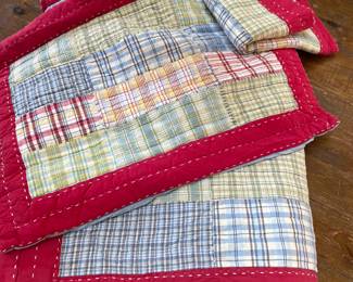 Pottery Barn Full / Queen Red plaid quilt and 2 shams,  was $44, NOW $34                                                                                                                    -                                                                                                                              To Purchase:                                                                                                    1. Please email us at EstateSalesByMagnolia@gmail.com
2. Include a brief description of the Item, Price,  Your Name & Phone Number!
3. PLEASE DO NOT GIVE US ITEM # AS THEY CHANGE EVERY TIME WE MARK AN ITEM SOLD!
4. We will be taking the emails in order of which we receive them. We will be selling items on a first come, first serve basis.
5. We will call you for your credit card information.
6. ​Once CC is processed, we will give you the date, time & address of the pickup.
7. PLEASE BRING MUSCLE TO REMOVE YOUR ITEMS FROM THE HOME!
8. All Sales Are Final!    