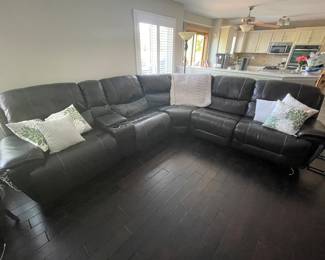 Brown leather sectional sofa, $899
