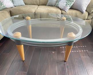 Glass top Contemporary cocktail table, $175