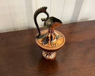 Vintage Copper Metal Pitcher Made In Greece
