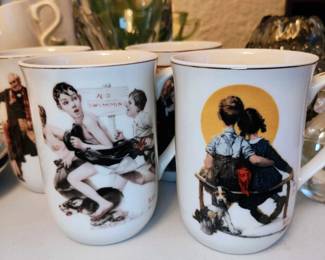 Norman Rockwell mugs - set of 4