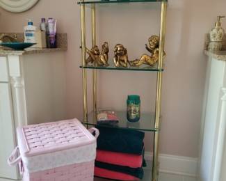 Handsome  "Frontage" brass and glass etagere.