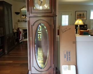 Beautiful Sovereign Ltd. Cherry Grandfather clock. Immaculate condition. 