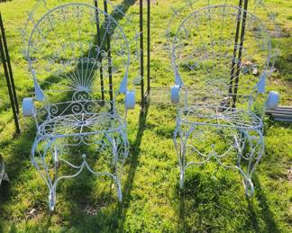 Salterini Wrought Iron Peacock Rocking Chairs