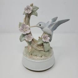 Vintage Otagiri Japan Ceramic Hummingbird Music Box Works