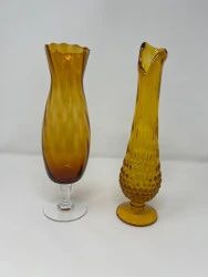 Pair of Mid Century Amber Vases