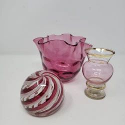 Decor Trio of Pink Specialty Glass