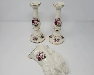 Vintage Maryleigh Pottery Candlestick Holders Wall Pocket
