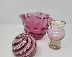 Decor Trio of Pink Specialty Glass