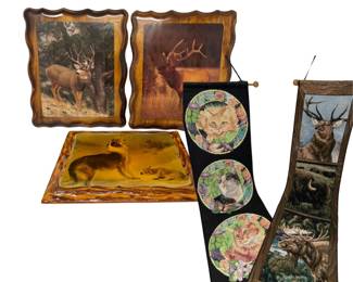 Vintage Lacquered Wall Plaques Tapestry Bell Pulls