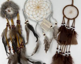 Trio of Native American Handmade Dream Catchers