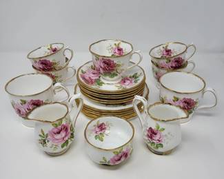 American Beauty by Royal Albert Tea Service, Set of 5 with Extras
