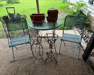Bistro Set (*SOLD) & Garden Decor