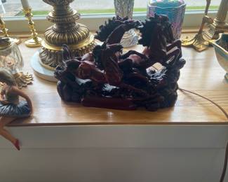 Red resin horse carving --- heavy