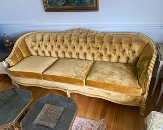 Vintage gold three seat French Provincial couch