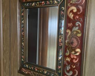 Trapazoidal framed mirror