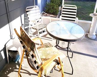 PATIO CHAIRS AND TABLE