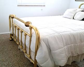 BRASS BED, MATTRESS SET,  BED LINENS (MANY MORE NOT SHOWN)