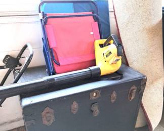 BEACH CHAIRS, BLOWER, OLD TRUNK