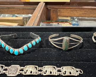 Native American sterling and turquoise cuffs
