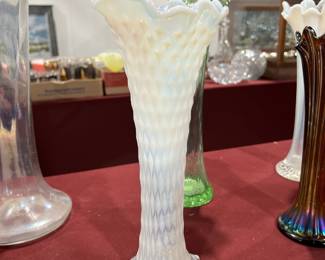 ruffled art glass vase