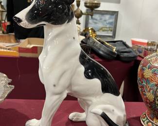 Large porcelain dog sculpture