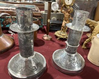 Mexican Punched tin candlesticks
