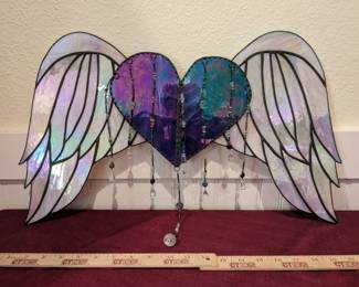 Stained Glass Iridescent Winged Heart