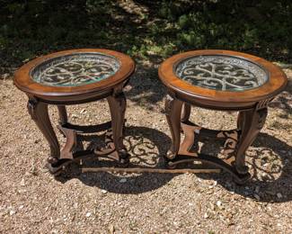 Glass Topped Round End Tables