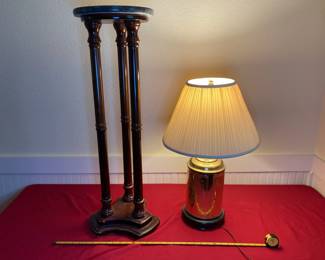 Plant Stand And Beautiful Brass Lamp