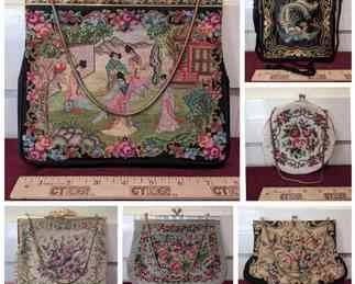 Vintage Needlepoint Floral Carpetbag Purse Collection