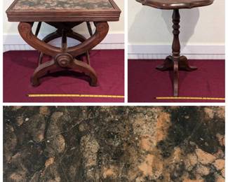 Granite Topped Pedestal End Tables