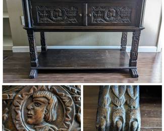 Antique Jacobean Style Carved Sideboard